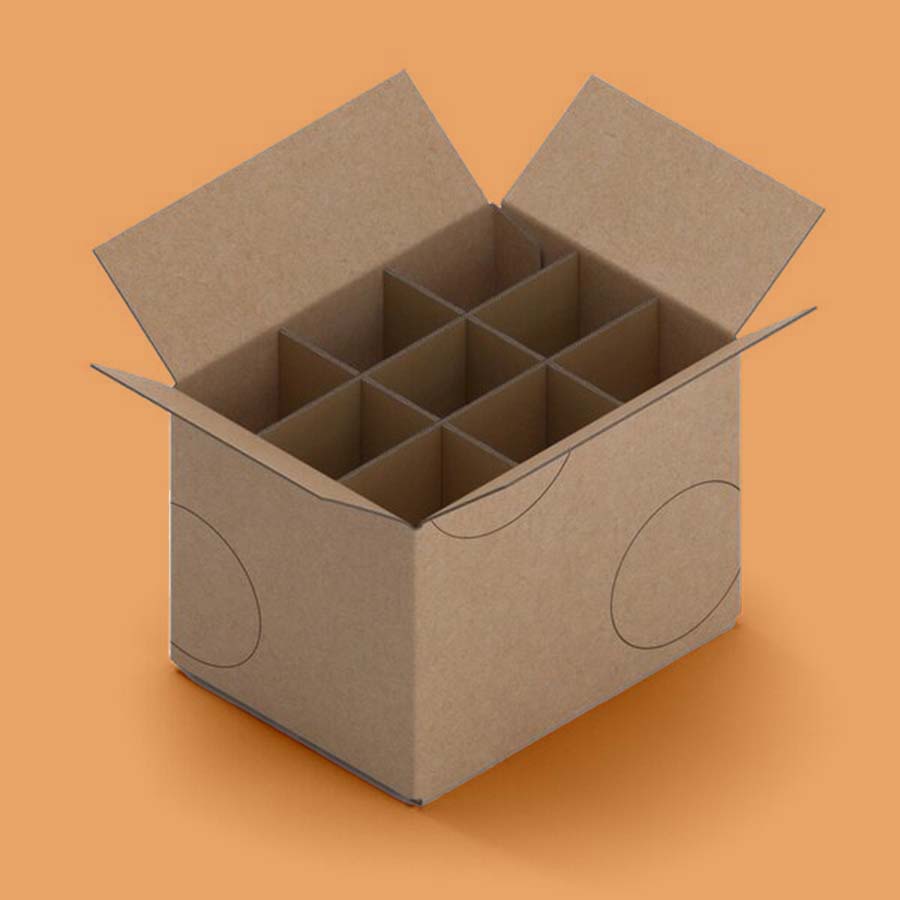 Versatile cardboard display boxes with paper dividers Items 