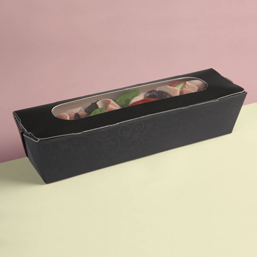 black baguette sandwich packaging