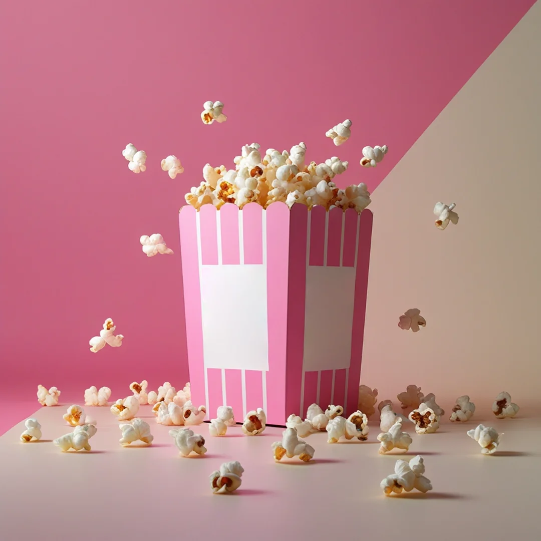 pink and white striped popcorn boxes