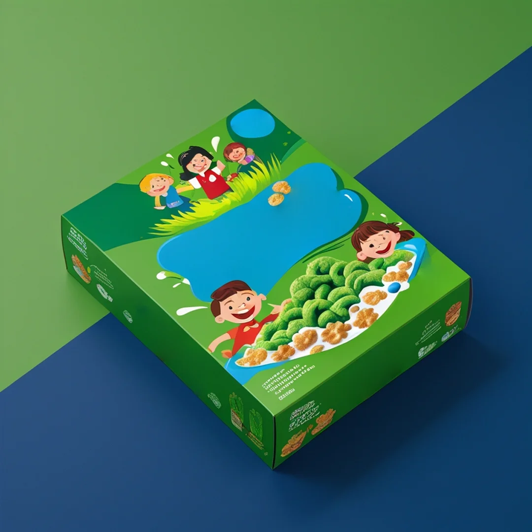 green cereal packaging