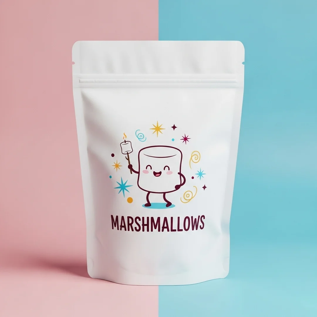 white marshmallow mylar bags