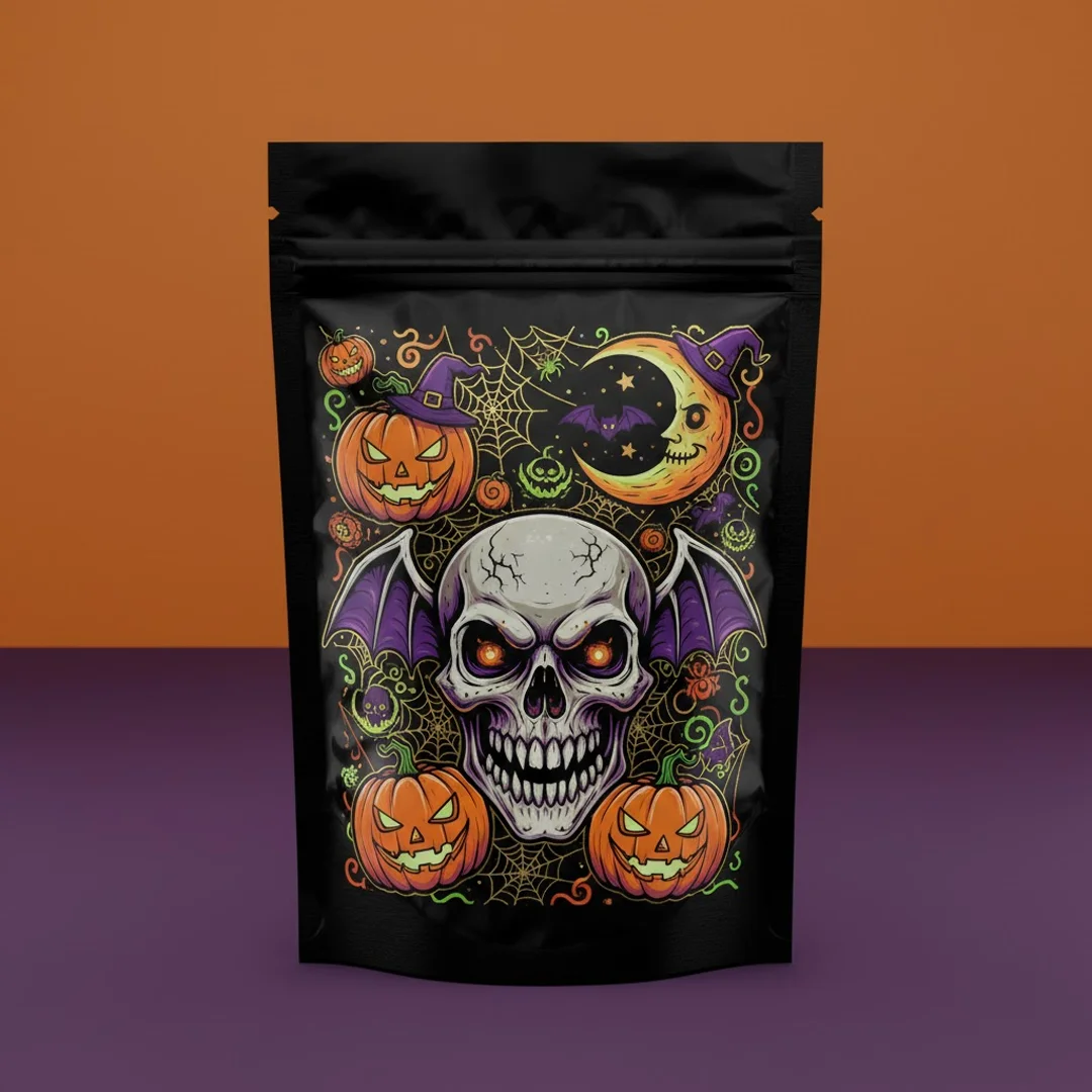 black halloween mylar bags