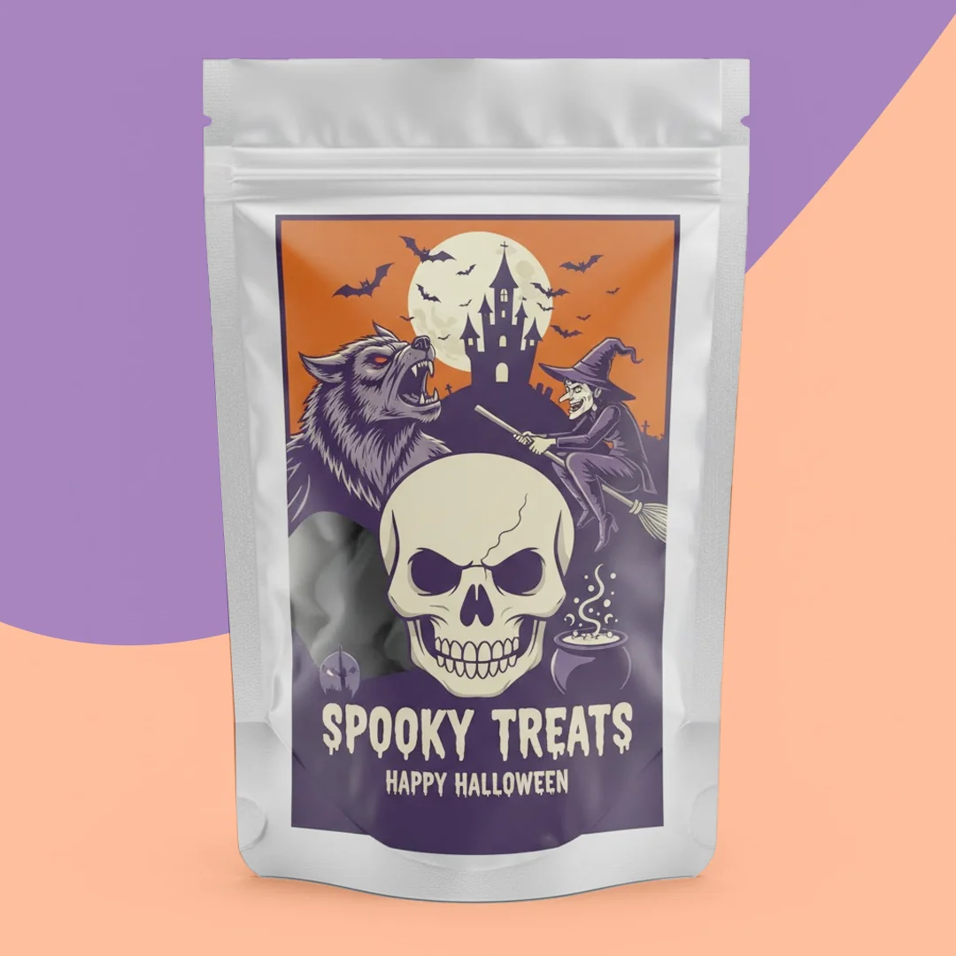 halloween white mylar bags