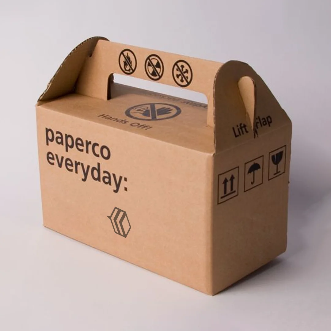 corrugated cardboard box with handle