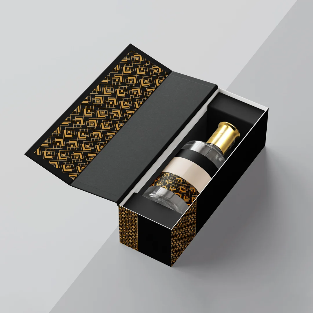 black perfume box with insert