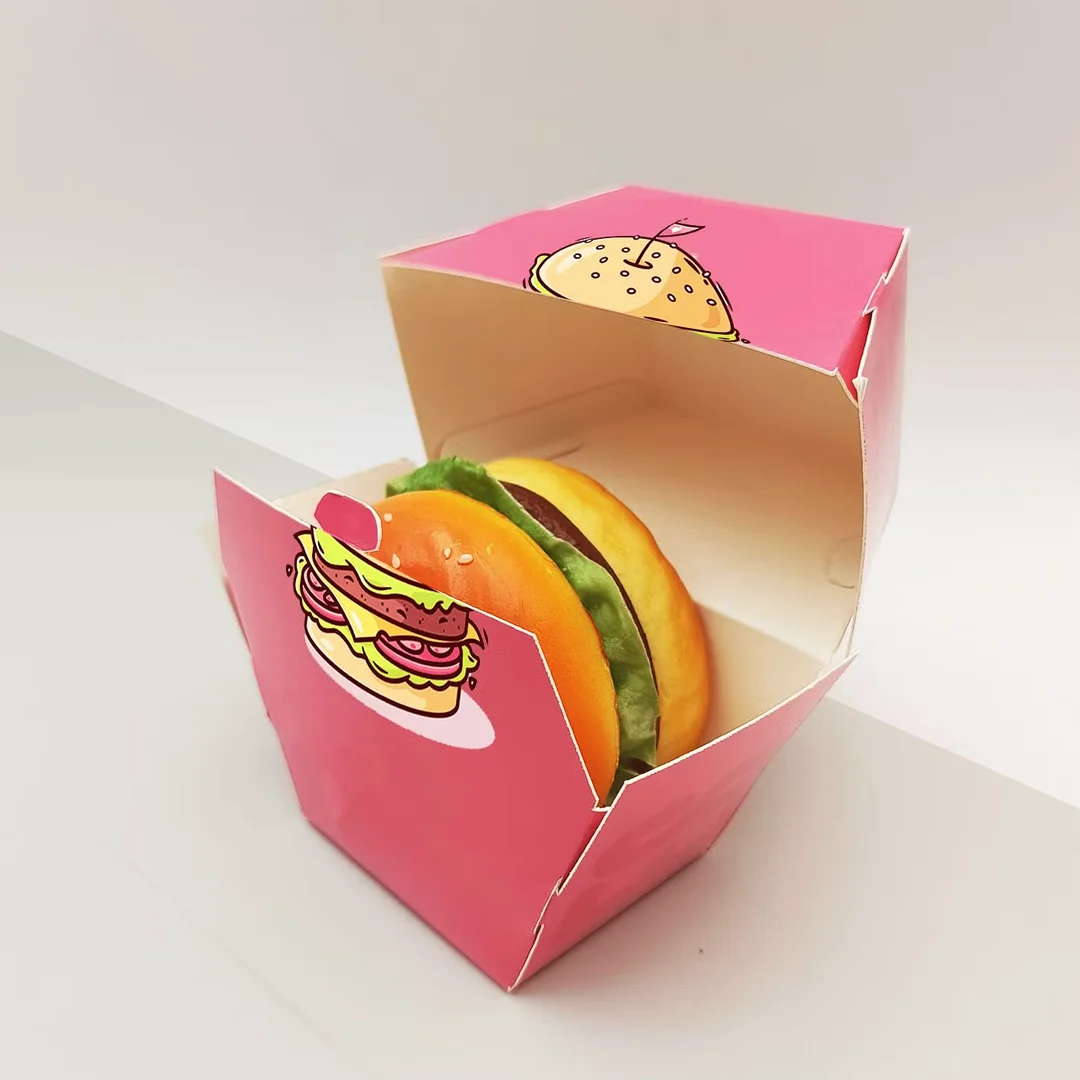 custom pink burger boxes
