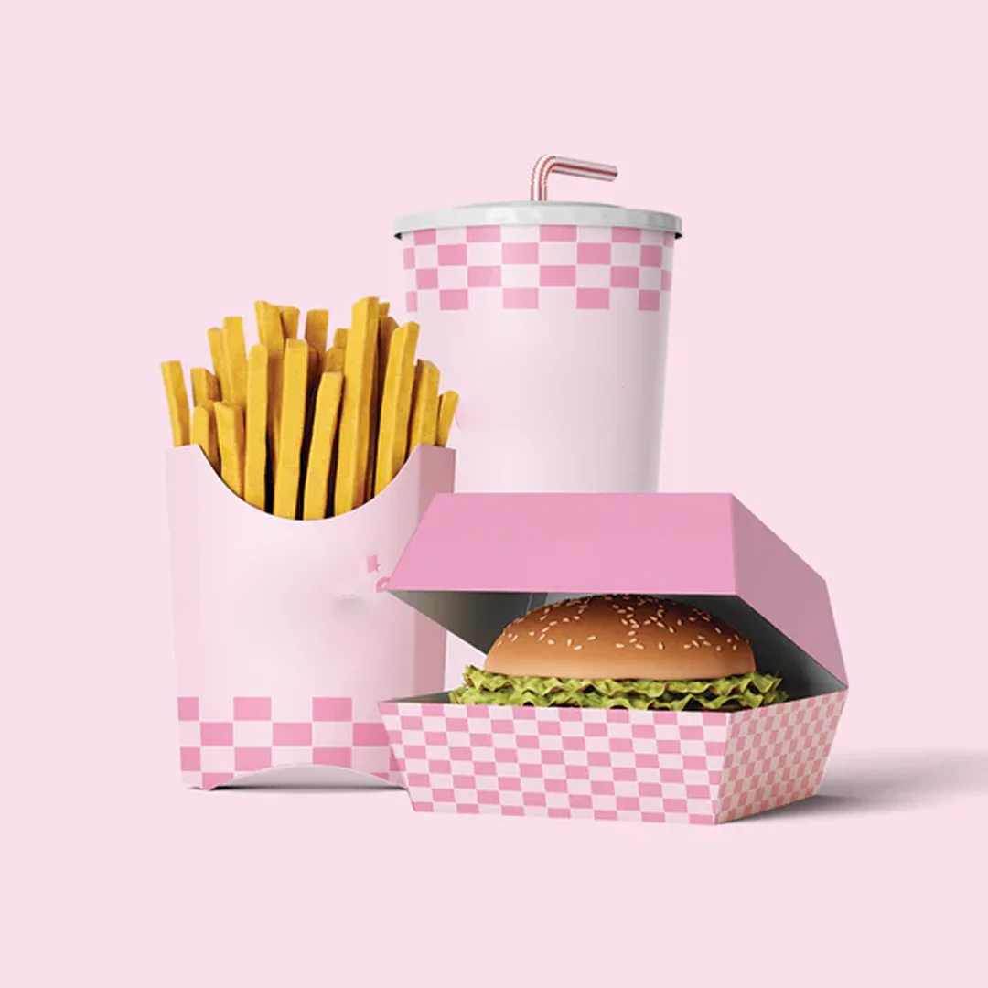 pink burger box packaging