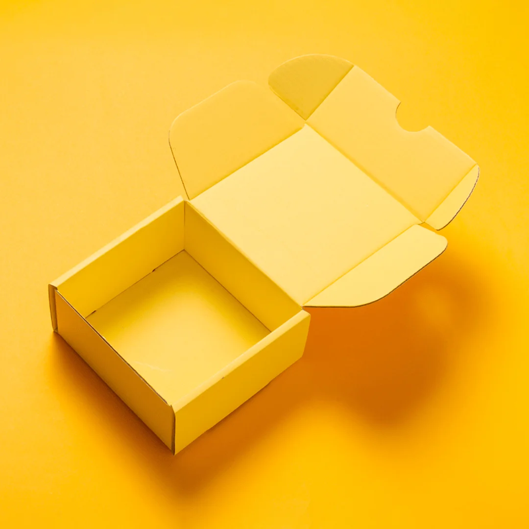 big yellow storage cardboard boxes