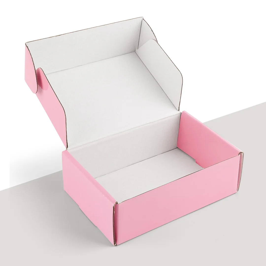 pink corrugated mailing boxes