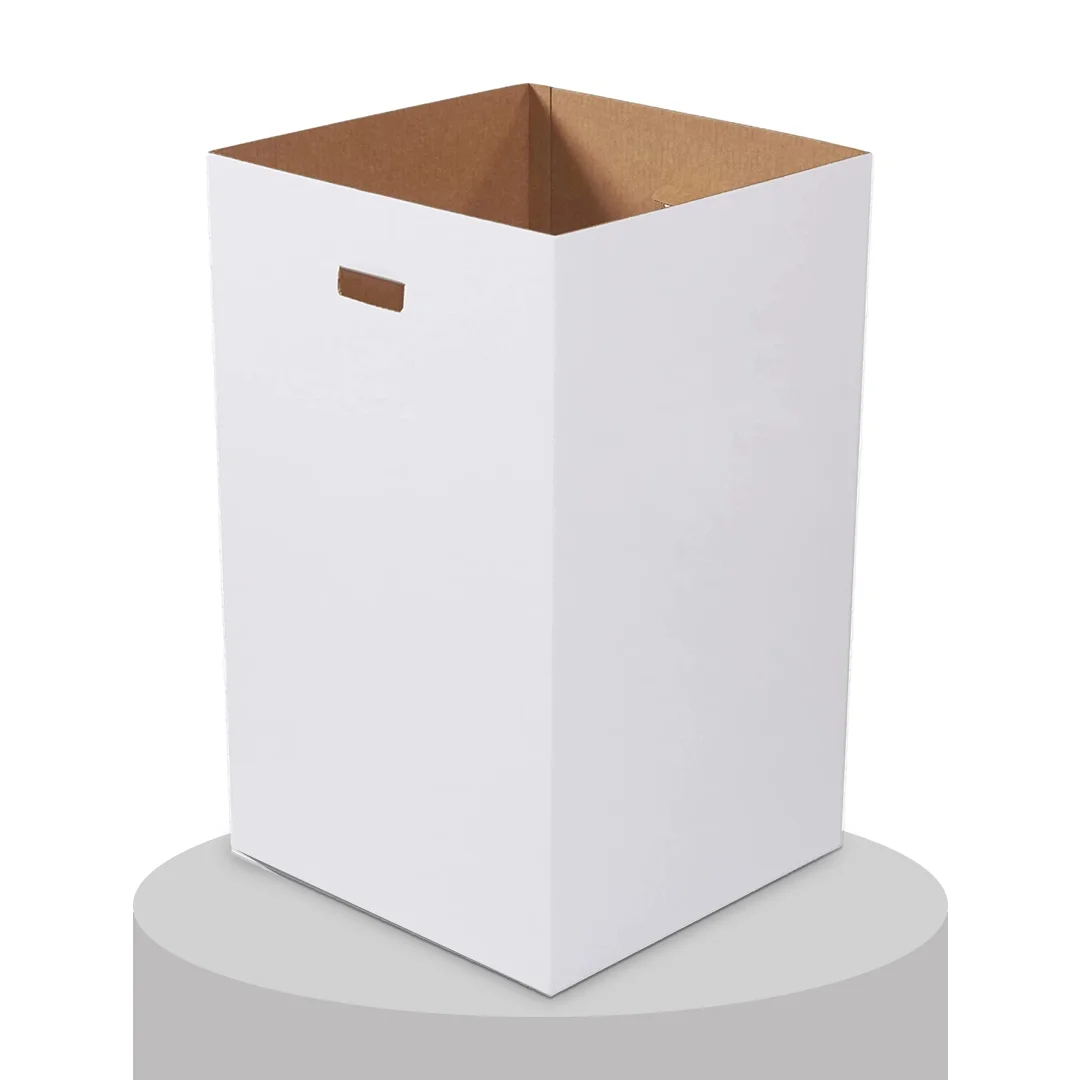 white corrugated trash boxes