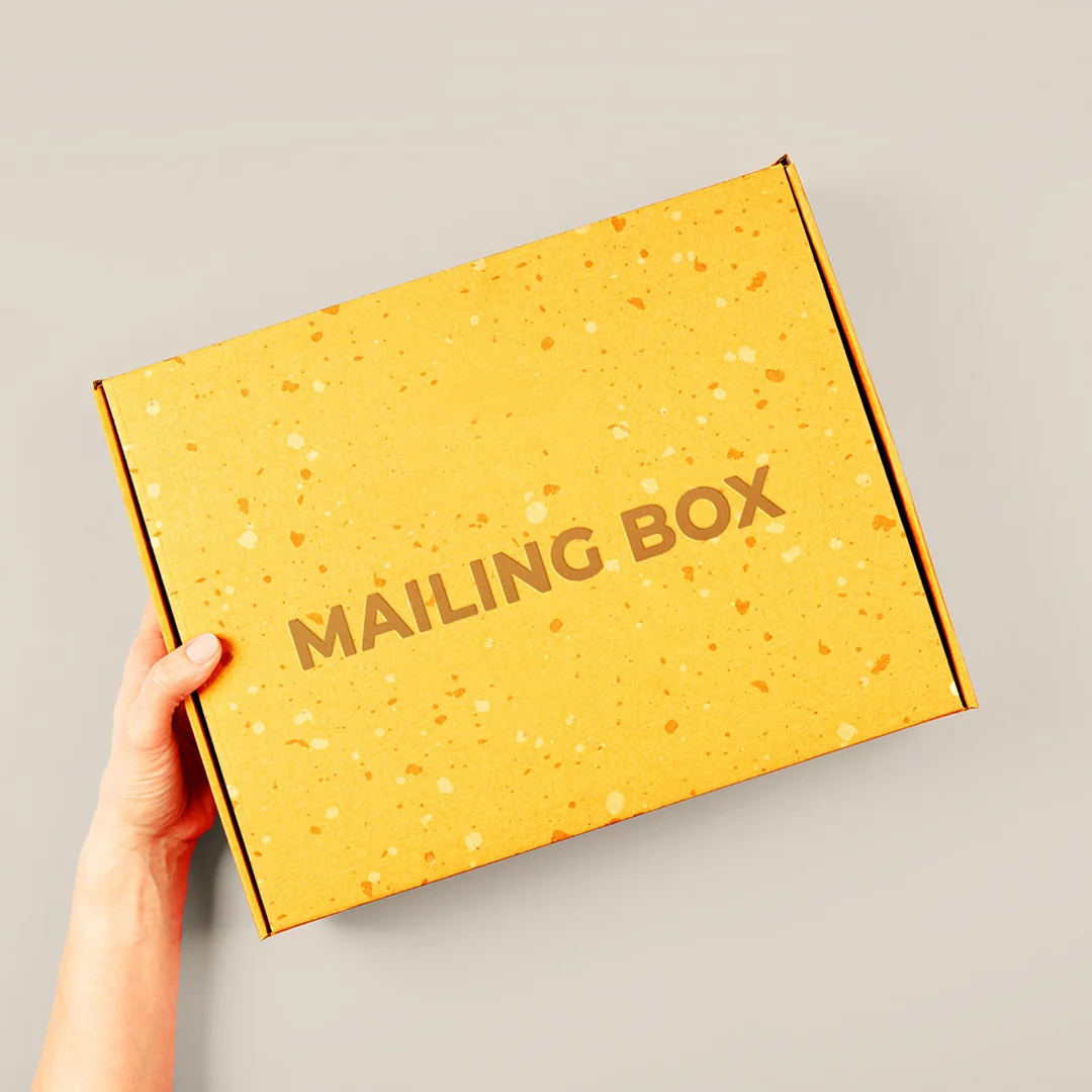 yellow cardboard mailing boxes