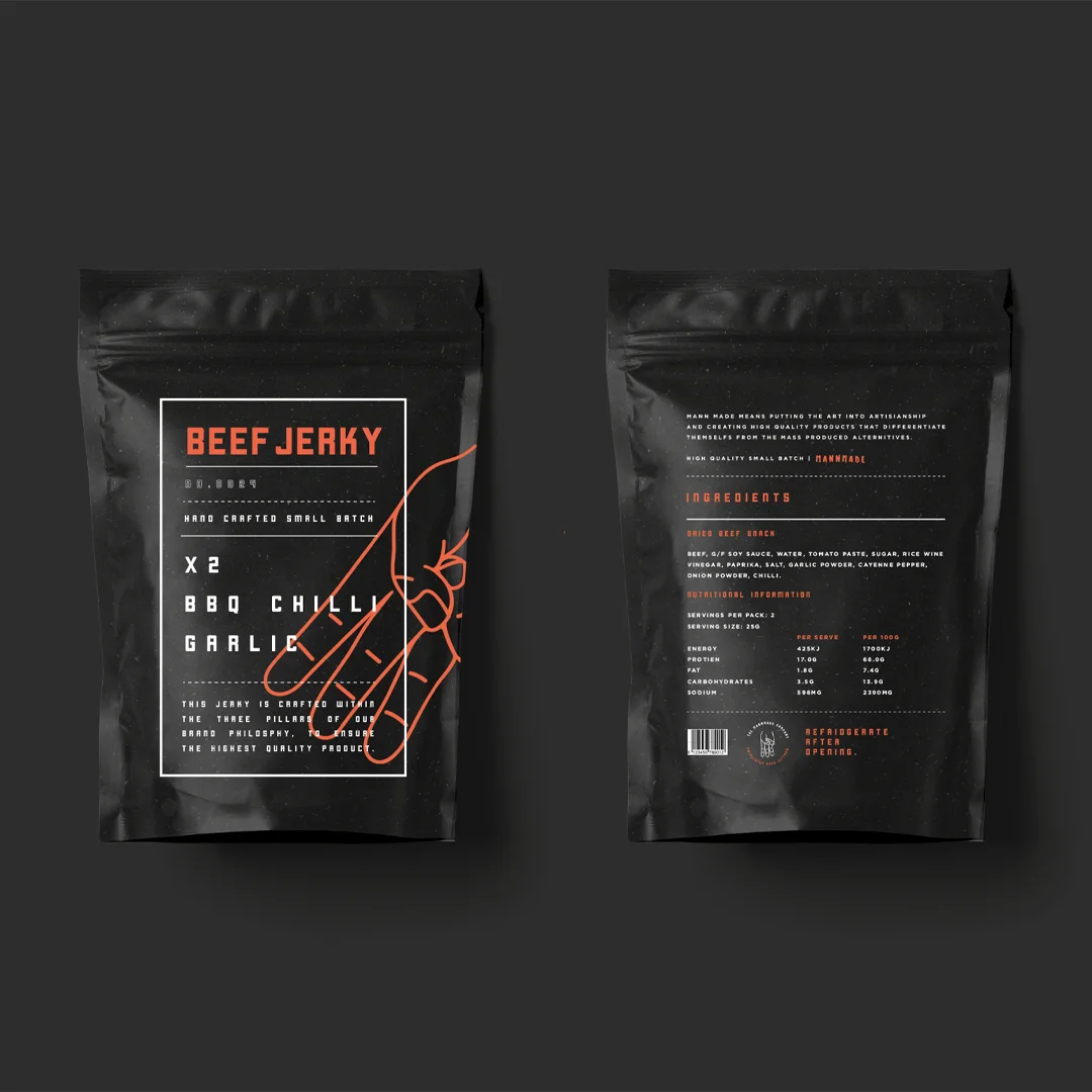 black packaging beef jerky