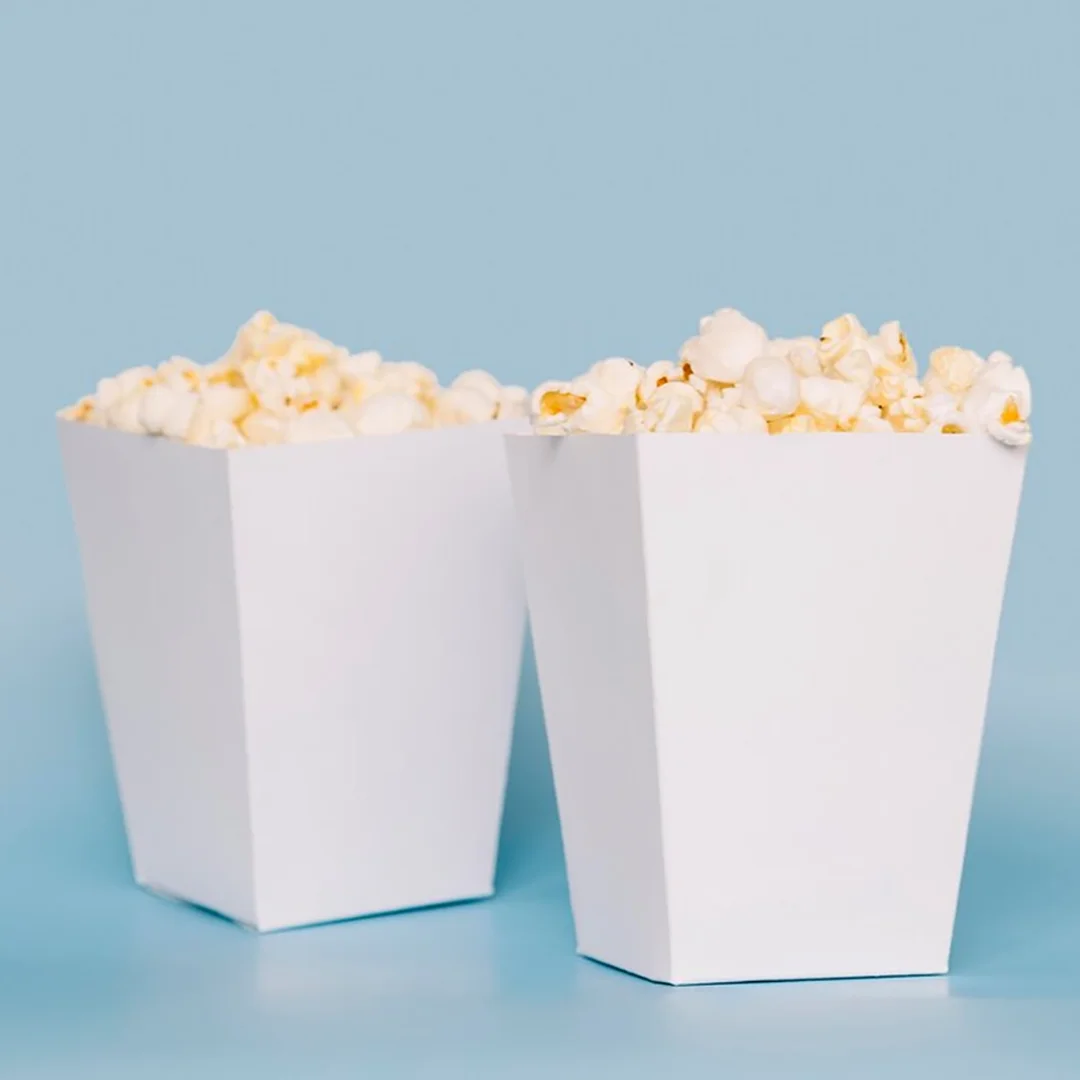 mini white popcorn boxes
