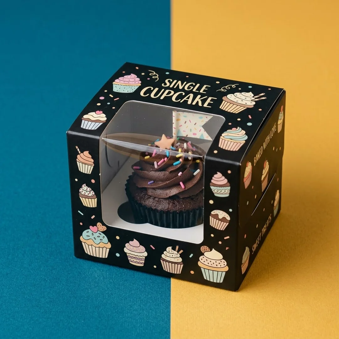 black single muffin packaging boxes