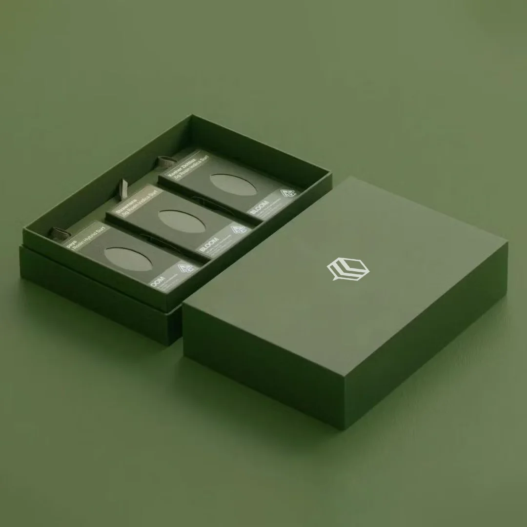 green cardboard vial boxes