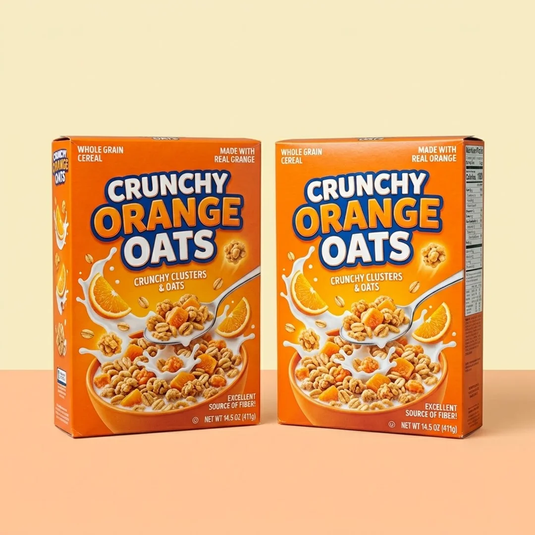 cereal with orange boxes