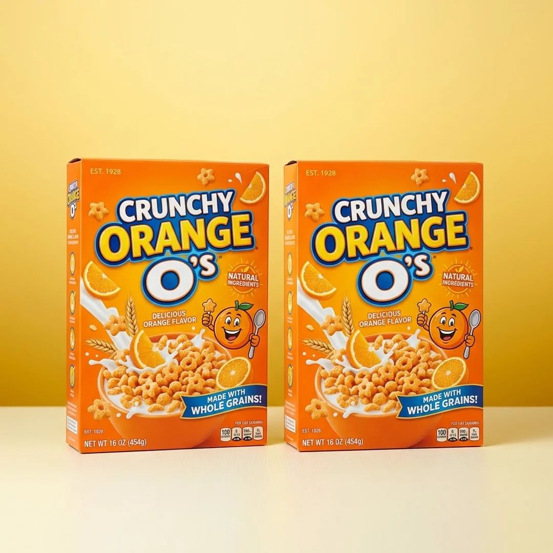 orange cereal boxes