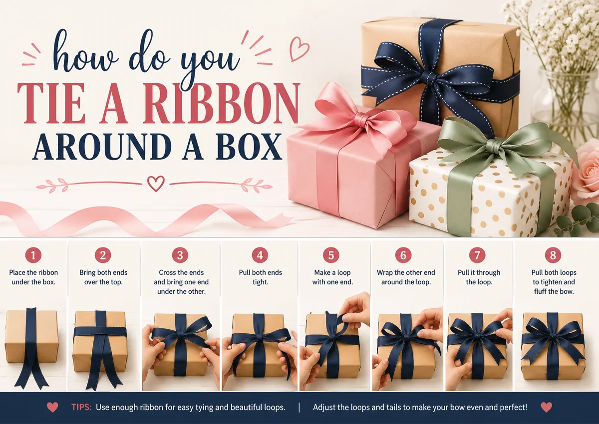 how do you tie a ribbon around a box